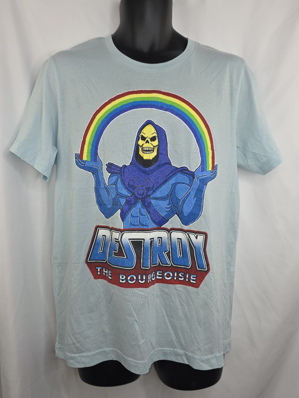 Bella Canvas Men's Skeletor Graphic Tee Blue Rainbow Accent Size Large A-3876
